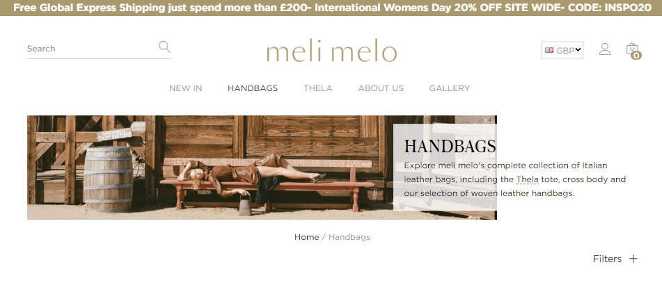 Meli Melo英國官網優惠碼, 2020婦女節優惠，全場新款經典款都有8折多